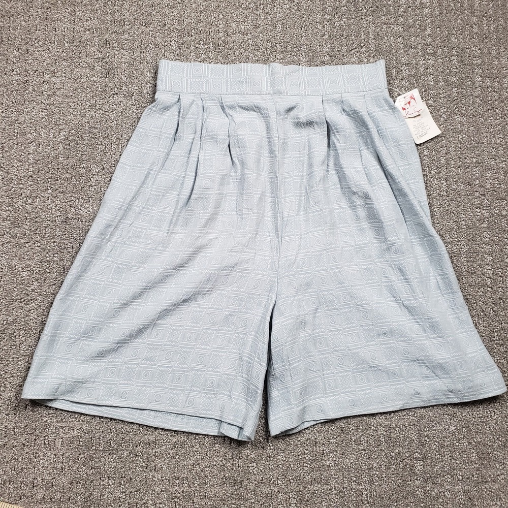 Vintage‎ Signet Sportswear Shorts Womens L Blue High Waisted Rayon USA Deadstock